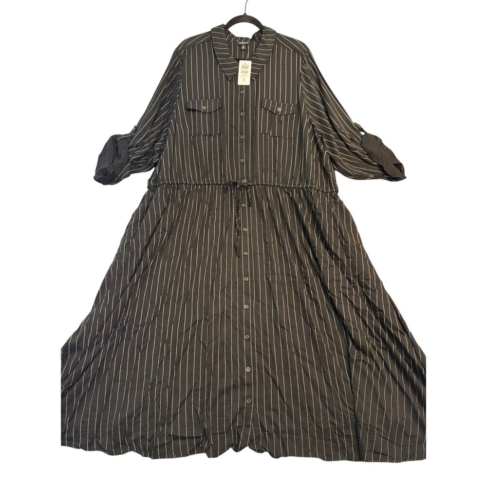Torrid Women's Black Midi Challis Elbow Sleeve Shirt Dress - Size 5/5X/28 - NWT